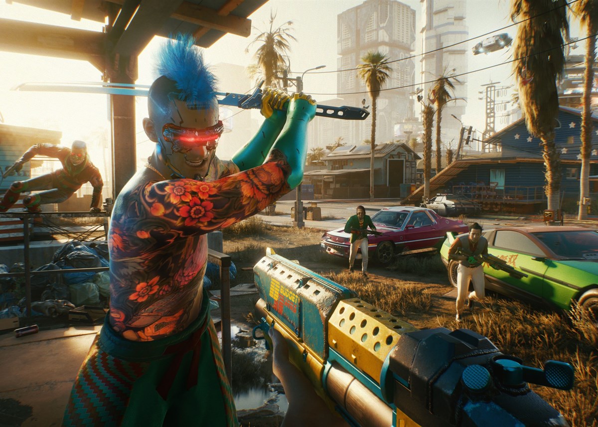 Cyberpunk 2077 recompiled: screenshot of the original game in play