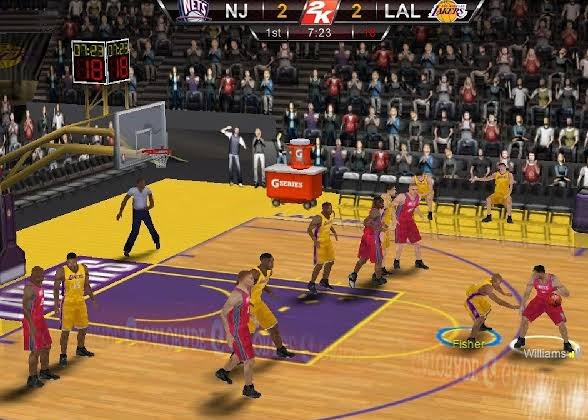NBA 2K12 recompiled: screenshot of the original game in play