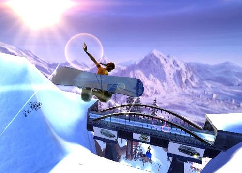SSX 3 recompiled: screenshot of the original game in play