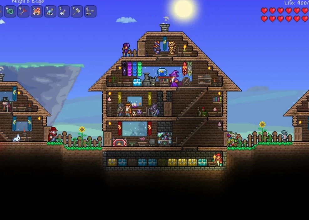 Terraria recompiled: screenshot of the original game in play